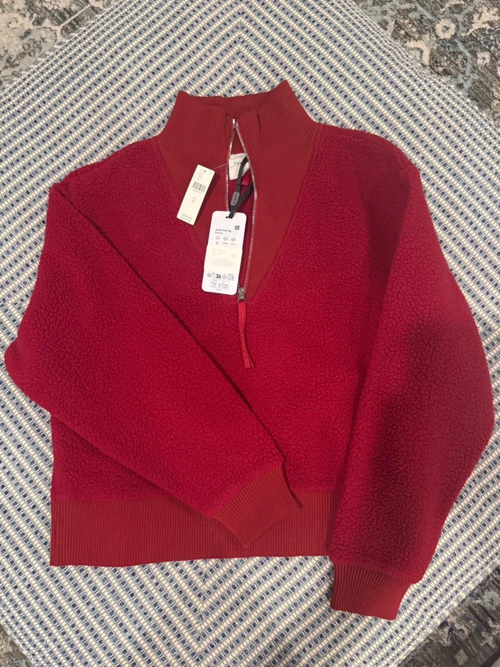 Varley Red Half-Zip Sherpa Turtleneck Sweater